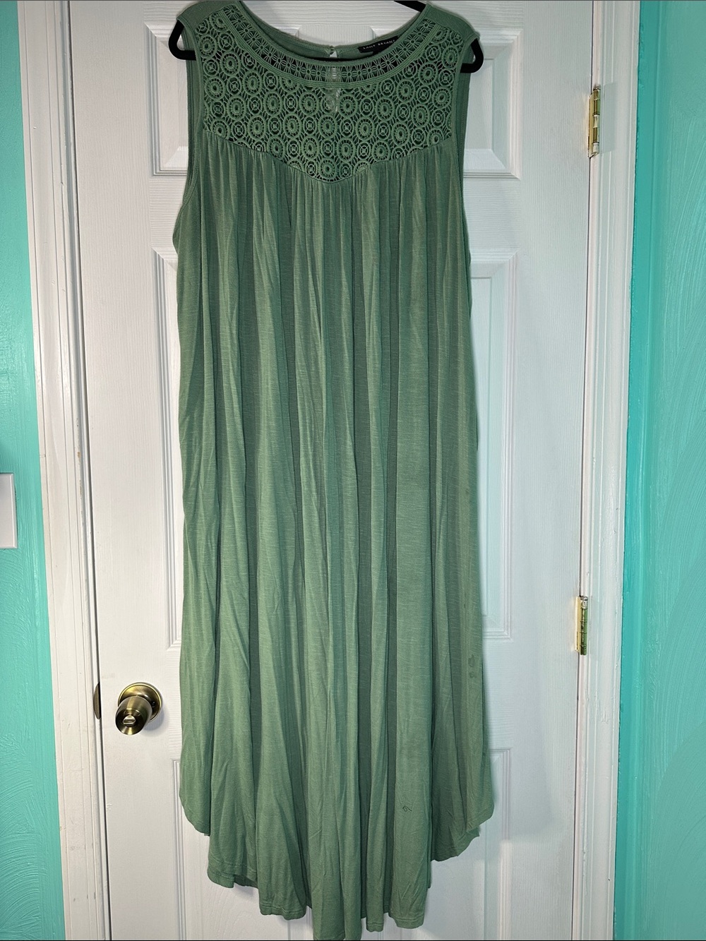 Lane Bryant Sage Green Crochet Yoke Maxi Dress